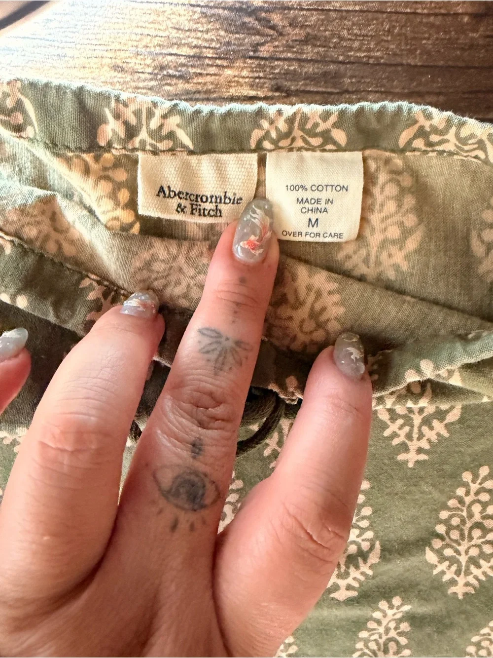 Abercrombie & Fitch Olive Green Printed Mini Skirt